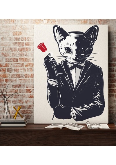 Bk Gift Godfather Cat Tasarımlı Kanvas Tablo 70X100Cm-1