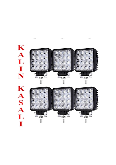 16 Led Kare Çalışma Lambası Kalın Kasa Sis Lambası 6 Adet