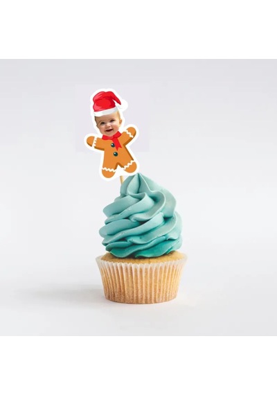 Chrıstmas Cupcake Pasta Süsü Kürdan 10 Adet Kişiye Özel Pasta Süsü 0