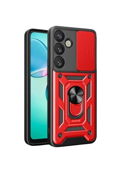 Newface Samsung Galaxy S26 Pars Lens Yüzüklü Silikon - Kırmızı