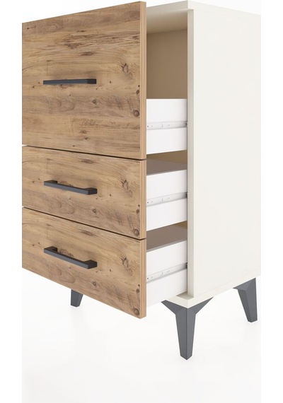 Arges Komodin 3 Çekmeceli 44x30x80 Aytaşı-çam Aytaşı