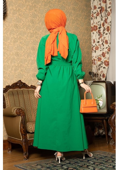 Sevitli Mevlana Elbise-benetton Yeşili-1577 - Kadın Yeşil