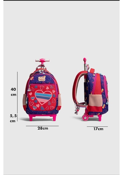 2217-my Polo Anatomik Sırt Yapılı Unisex Işıklı Tekerlekli İlkokul Çantası Siyah
