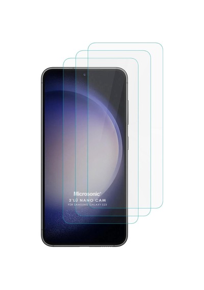 Microsonic Samsung Galaxy Uyumlu S23 Screen Protector Nano Glass Cam Ekran Koruyucu 3 Lü Paket