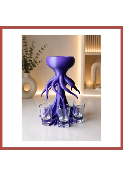 Bezos 3d Baskı Ahtapot Shot Dispenser - Eğlenceli Bardak Dağıtıcı Ve Masaüstü Sunum Aparatı Erdotıca