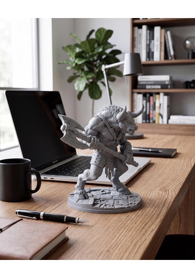 Minotaur Yunan Mitolojisi Boğa Adam Biblosu Antik Fantastik Figür Mat Gri 15 Cm Çalışma Masası Dekoru Mitoloji Sevenlere Hediye 15cm