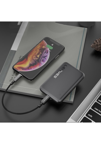 Lenyes Pw139d Pd 20w Ultra İnce Hızlı Şarj Özellikli Wireless Powerbank 15w 10000mah Siyah