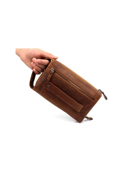 Alphaclub Bag Erkek Hakiki Crazy Deri Taba El Çantası Clutch Portföy Çanta