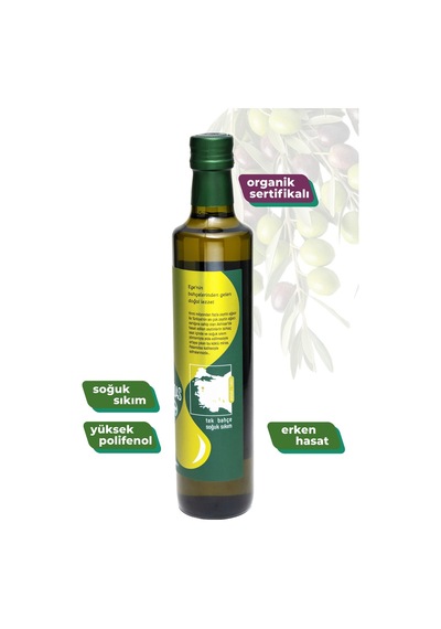 Organik Soğuk Sıkım Erken Hasat Zeytinyağı 500 Ml