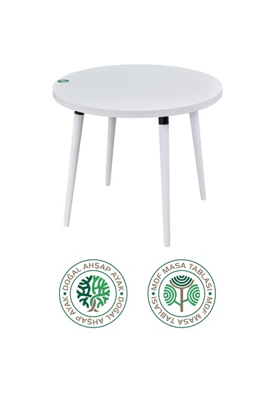 Vilinze Argos Yuvarlak Mdf Beyaz Sabit Mutfak Masası - Q90 Cm