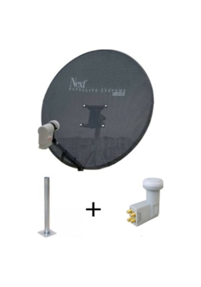 80 Cm Delikli 0,6 Mm. Gri Renk Ofset Çanak Anten +... 4'lü Lnb...+ 45 Cm Montaj Borusu