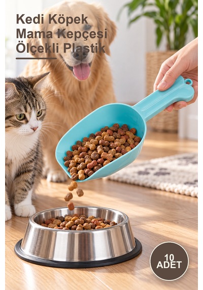 10 Adet Kedi Köpek Mama Kepçesi Ölçekli Plastik