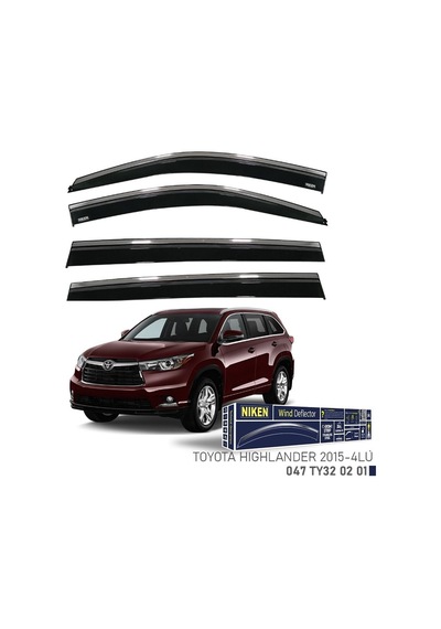 Niken Toyota Highlander Cam Rüzgarlığı Kromlu 4'lü 2015+ Sonrası