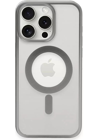 Newface Apple İphone 15 Pro Max Kılıf Erozi Magsafe Kapak - Gümüş