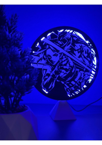 Valorant Neon Ajan Halka Led Mavi Işıklı Masa Gece Lambası Gamer Oyun Odası Dekor Hediye Adaptörlü Mavi Işık