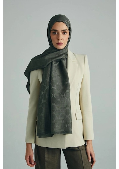 Maisa Neda Pamuk İpek Şal Haki 70 190 Cm Çok Renkli