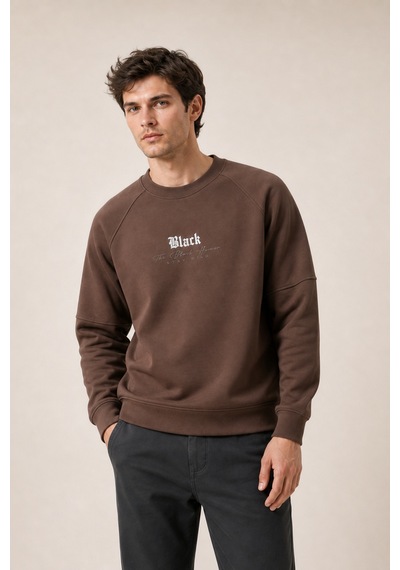 Redline Black Yeni Sezon Erkek Kışlık Regular Fit Sweatshirt Pamuklu Kahve