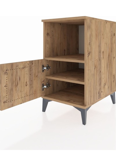Kronos Komodin 2 Raflı Tek Kapaklı 44x59x80 Çam-çam Atlas Çam