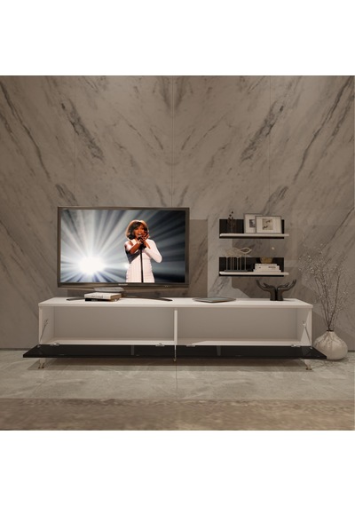 Decoraktiv Eko 4 Mdf Std Gold Tv Ünitesi Tv Sehpası Beyaz - Siyah