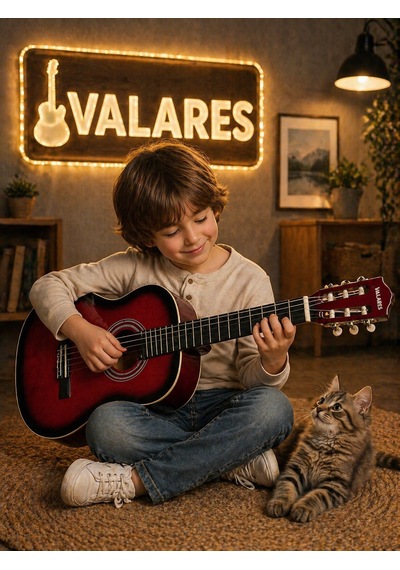 Valares Qcg3024 34 1/2 Yarım Boy Klasik Gitar Kırmızı Askı Aparatlı Çocuklar İçin İdeal Kolay Çalım