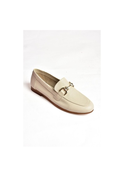 Fox Shoes S944037903 Bej Hakiki Deri Kadın Babet Bej