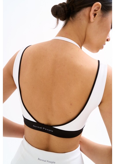 Normal People Lana - Spor Bra / Şeftali Dokulu Peach Skin Kumaş Beyaz