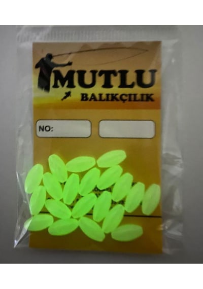Mutlu Balıkçılık Fosforlu Elips Boncuk 20'li Paket 6 x 12 MM