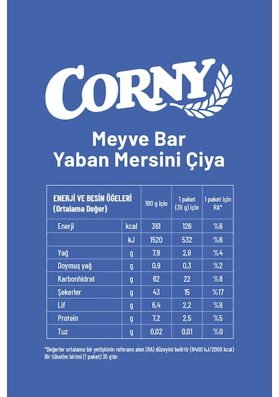 Corny Kuruyemiş Ve Meyve Bar Yaban Mersini -chia-kakao 35 Gr X12l