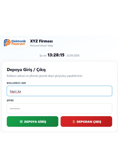 Personel Depo Giriş/çıkış Takip Panosu Modülü 100 Çalışan Kapasiteli, Wi-fi'li