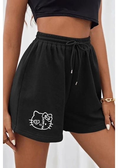 Bay Hello Kitty Baskılı Siyah Kadın Regular Fit Siyah