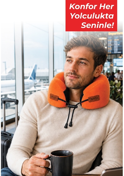 Viscofoam Cosy Ortopedik Seyahat Yastığı Visco Boyun Destekli Seyahat Yastığı - Turuncu | Ergo Travel