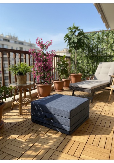 Sergama 180x70 X 10 Cm Ultra Kalın Sünger Su İtici Kumas Katlanabilir Fermuarlı Yıkanabilir Minder Antrasit