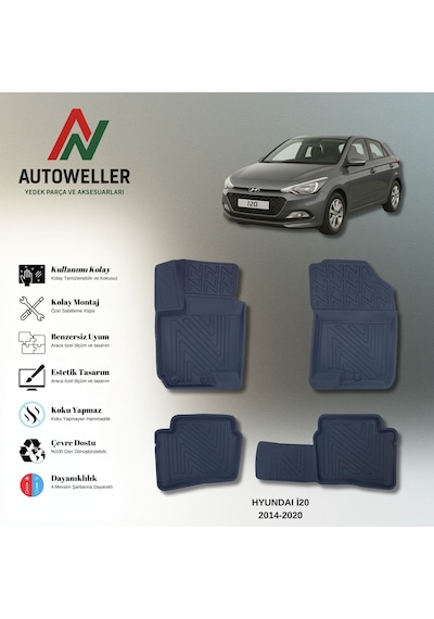Hyundai İ20 2014-2020 Uyumlu Havuzlu Oto Paspas