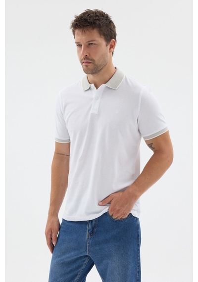 Beyaz-çağla Polo Yaka Pike Kısa Kol Slim Fit %100 Pamuk Tişört 1011260171