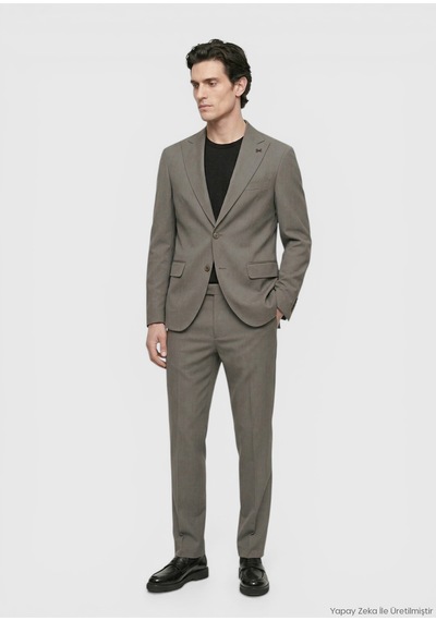 Ramsey Kahverengi Düz Zeroweight Slim Fit Takım Elbise