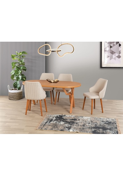 Uyar Kayın Kaplama 4 Adet Verona Sandalye 90 160 Sahra Sabit Masa
