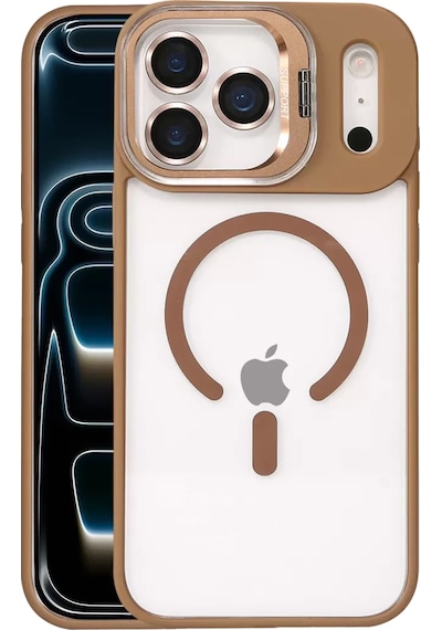 Joko Apple İphone 17 Pro Remim Lensli Magsafe Standlı Kapak - Kahverengi
