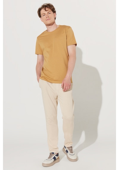 Ac&Co / Altınyıldız Classics Erkek Hardal Slim Fit Dar Kesim %100 Pamuk Bisiklet Yaka Kısa Kollu Tişört Hardal
