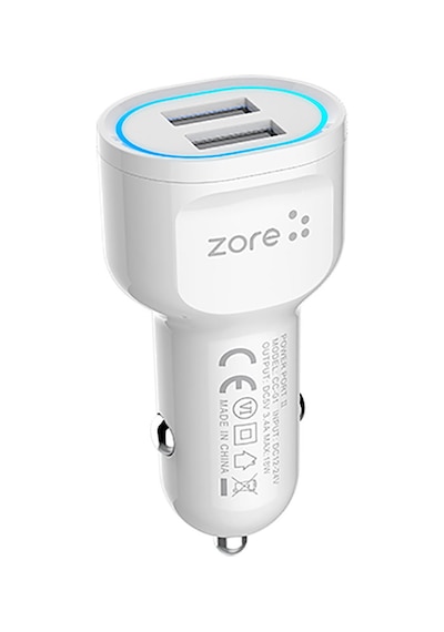 Alan Tech Cc-01 Hızlı Şarj Özellikli Led Işıklı Dual Usb Araç Şarj Başlığı 18w - Beyaz Beyaz