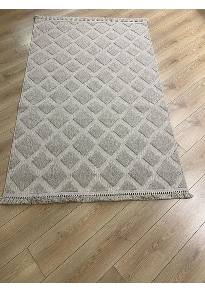 Çam Halı Enti Halı Togo 7506 Bej Geometrik Desenli Makine Halısı