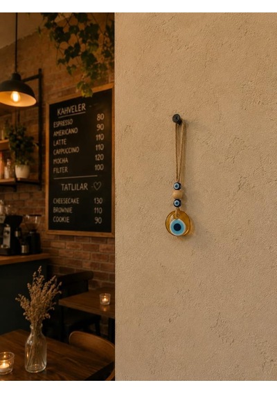 Nazar Boncuğu Dikiz Aynası Süsü Sarı Renkli 3 Cm Duvar Süsü El Yapımı Cam Kapı Süsü