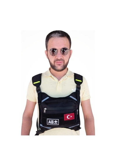 Motorcu Göğüs Çantası Reflektörlü Su Geçirmez Kan Grubu Ab+