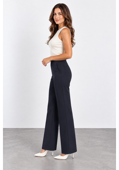 Bihan Store Kadın Beli Lastikli İspanyol Paça Pantolon W27-1592 - Siyah