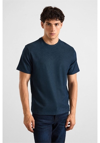 Süvari Lacivert Regular Bisiklet Yaka Tişört Ts1014000469-m09