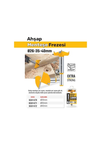 Sgs Menteşe Frezesi Matkap Ucu - 26 Mm. - 1 Adet