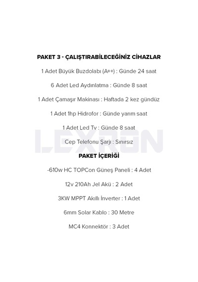 Lexron 3kw Bağ Evi Paket Sistem 2