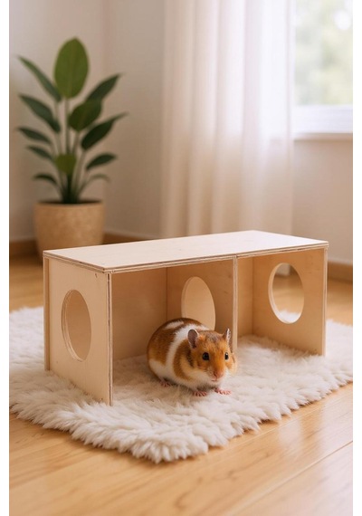 Suriye Hamsterı İçin Büyük Boy Gizli Gözlem Evi - 2 Odalı Tünel Ve Saklanma Oyuncağı