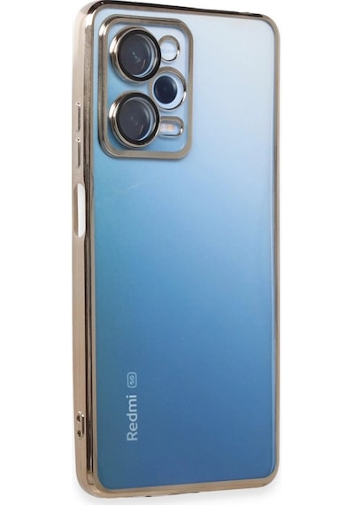 Xiaomi Redmi Note 12 Pro 5g Kılıf Razer Lensli Silikon - Gold Düz Renkli