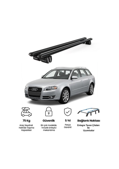 Pençe Audi A4 Avant 2001-2008 Uyumlu Siyah Ara Atkı Port Bagaj Tavan Barı