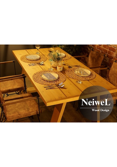 Neiwel Garden Zena Doğal Ahşap Bahçe Yemek Masası-70-140 Açık Ceviz